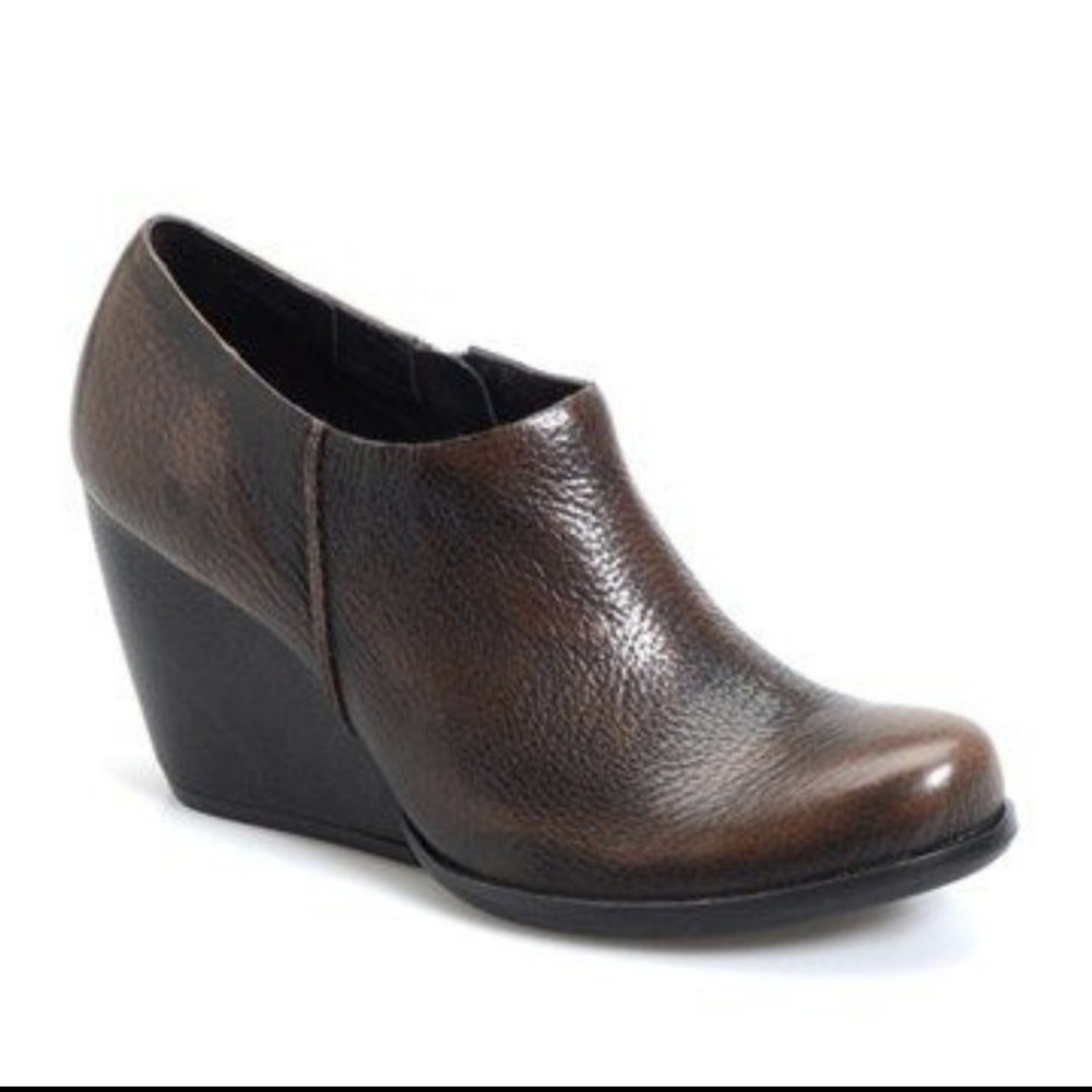 Korkease Holmes Wedge Heel Bootie Brown Leather Ankle Boots Bohemian sz. 8M